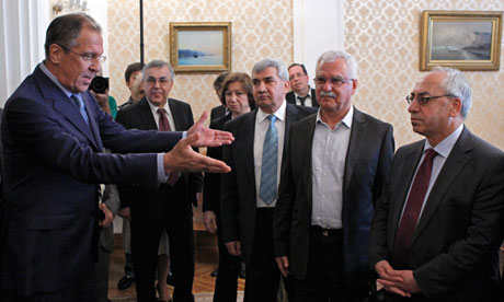 Russian foreign minister Sergie Lavrov meets leaders of the Syrian National Council