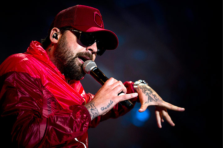 Week in music: Sido performs during the Openair music festival in Frauenfeld, Switzerland