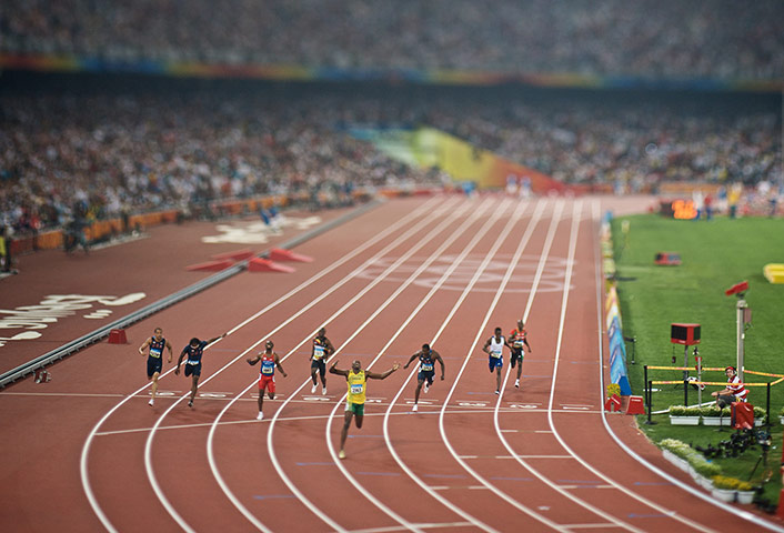 Usain Bolt: Usain Bolt celebrates winning the Men's 200m
