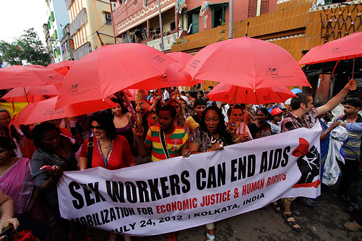 Calcutta: International AIDS Conference in the Sonagachi redlight district 