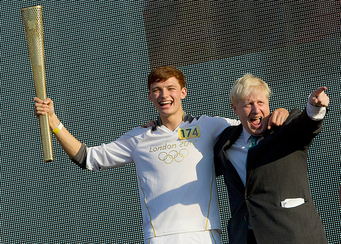 Torch concert Hyde Park: The last Olympic torchbearer Tyler Rix and London Mayor Boris Johnson