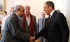 Russia's foreign minister Lavrov meets Syrian opposition activist Michel Kilo in Moscow