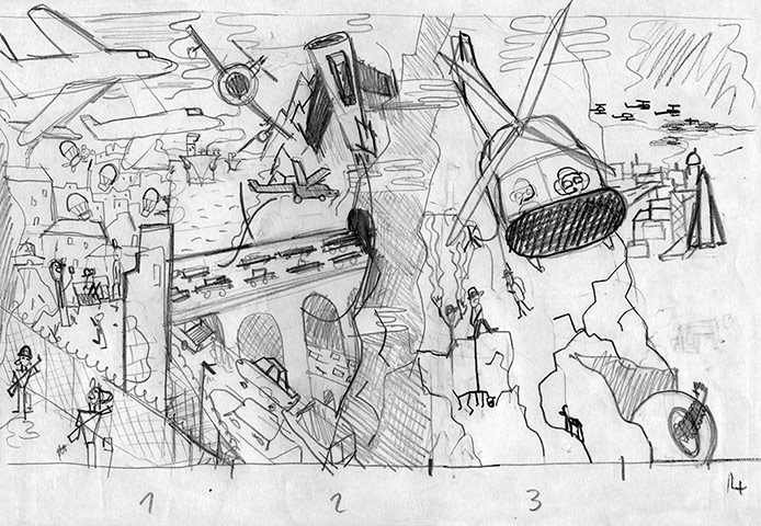 High Times: A rough showing warplanes and helicopters