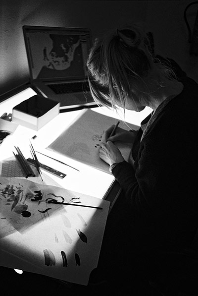High Times: Artist Doris Freigofas works on a lightbox