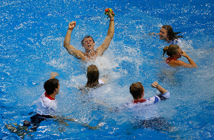 team GB celebrations: Tom Daley celebrates his bronze medal