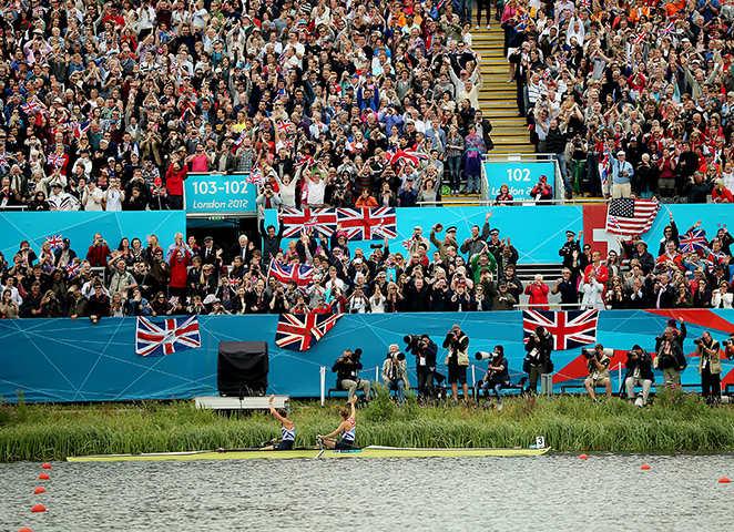 team GB celebrations: Helen Glover and Heather Stanning celebrate winning  Team GB's first gold
