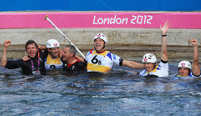 team GB celebrations: Gold medalists Etienne Stott  and Tim Baillie