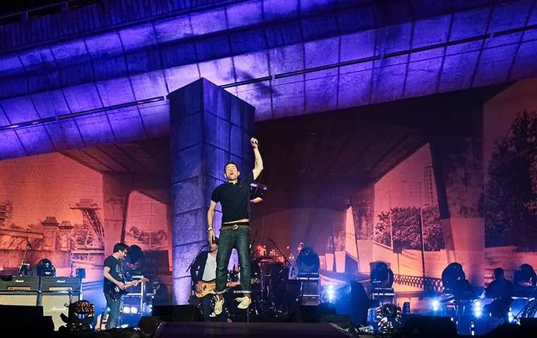 Blur in Hyde Park: Blur performed on a stage designed to look like a motorway flyover