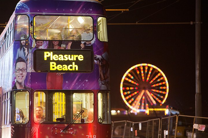 Blackpool illuminations: 2011: Pleasure beach bus,