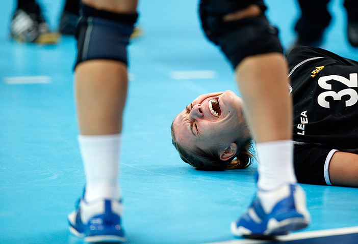Olympic pain: Montenegro's Katarina Bulatovic screams during a women's handball match