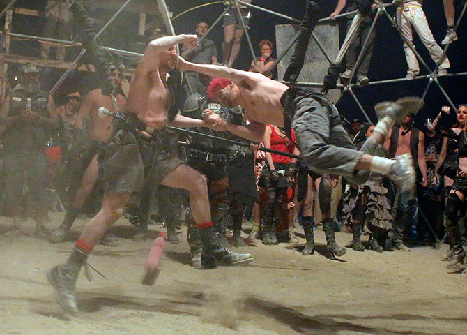 Burning Man: Two men bare-knuckle fight at the Thunder Dome