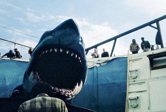 Jaws: A brand-new platform shark created solely for the underwater cage sequence