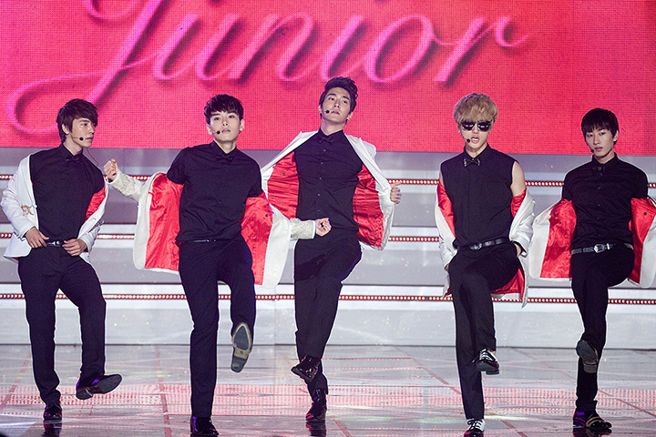 K-pop: Boy band Super Junior perform during the MBC Music 'Show Champion' in Seoul