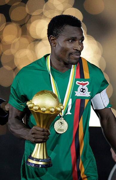 African Nations: Zambia's Christopher Katongo holds the African Cup of Nations trophy
