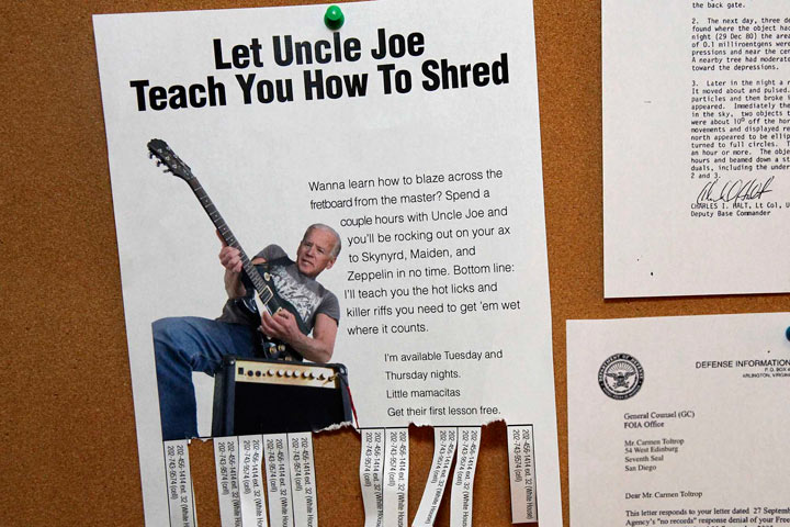 Biden Pins Up Guitar Lesson Flyers On White House Bulletin Board