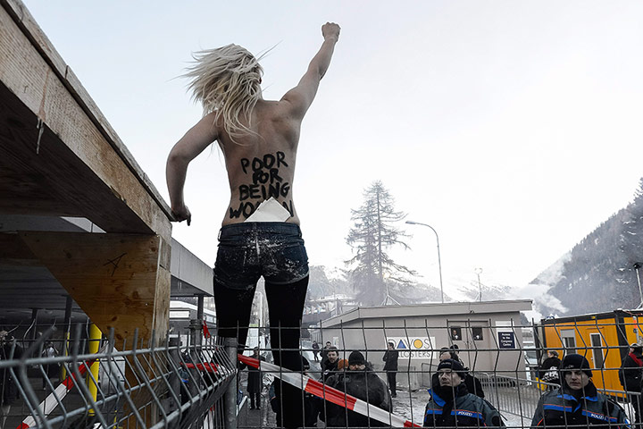 Womens Rights Activists Protest At Davos In Pictures Business