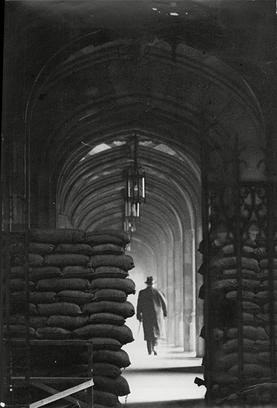 Floods 1953: Sandbags Piled High At An Entrance To The Houses Of Parliament London