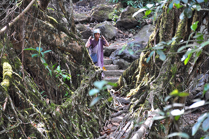 Meghalaya: A woman carrying a case