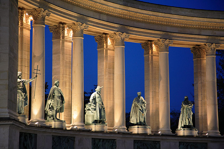 World subways: Detail of Millenary Monument in Heroes' Square, Budapest