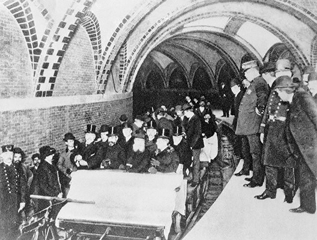 World subways: First Passengers Riding in Subway, New York