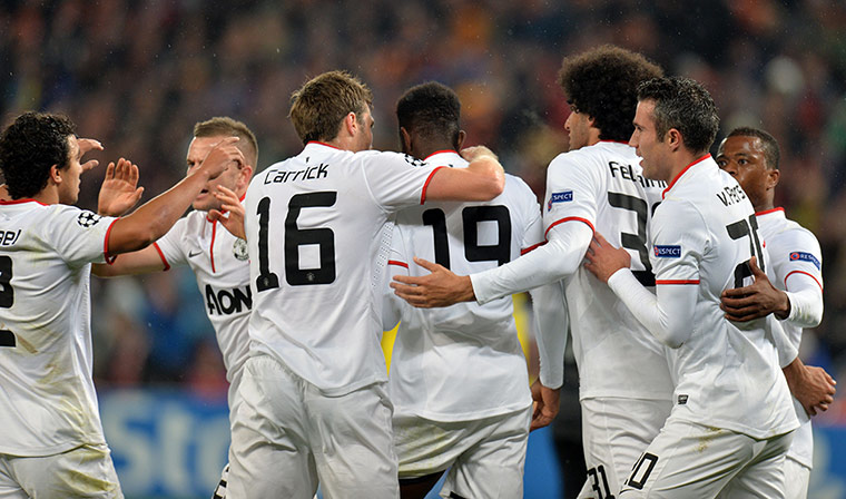 football.: Manchester United FC players celebrate a