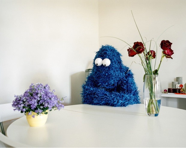 A cosplayer dressed as the Cookie Monster from Sesame Street. Despite the monster’s forlorn expression, this player is unlikely to be lonely; a quick search online for “muppet cosplay” reveals a plentiful supply of fellow enthusiasts, including Kermits, “yip, yip” aliens, and the Great Gonzo.