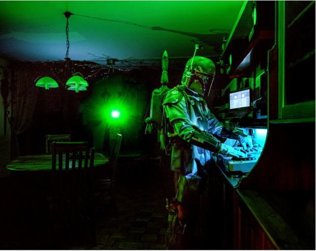 The Bounty Hunter. A bounty hunter from the Star Wars universe mans the decks in his apartment. The 501st Legion – the official worldwide Star Wars fan club – has over 5,000 members active in international Outposts or Garrisons, while thousands more live out their lives on one or other side of the Force playing the massively multiplayer online game, The Old Republic. This guy’s probably just waiting for a load of Sith to turn up with the booze.