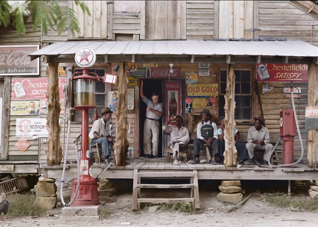A lazy Sunday at a country store in North Carolina. The storeowner's brother stands in the doorway.
