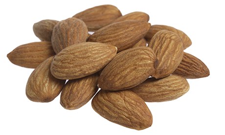 almonds cut out on white background