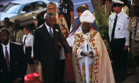 Nelson Mandela and Desmond Tutu in , South Africa on March 20, 1995.