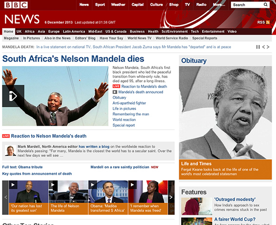 Mandela front pages: Mandela BBC