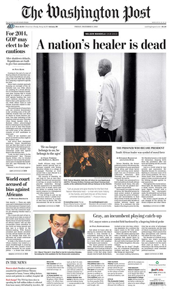 Mandela front pages: The Washington Post