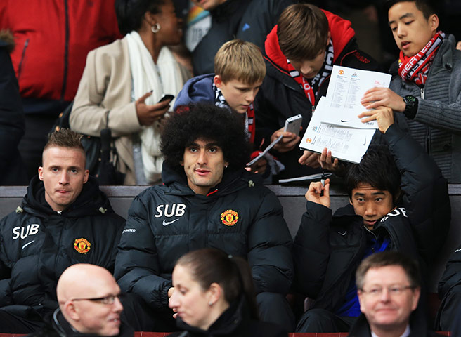 Premiership Saturday: Unused squad mambers Alexander Buettner, Marouane Fellaini and Shinji Kagaw