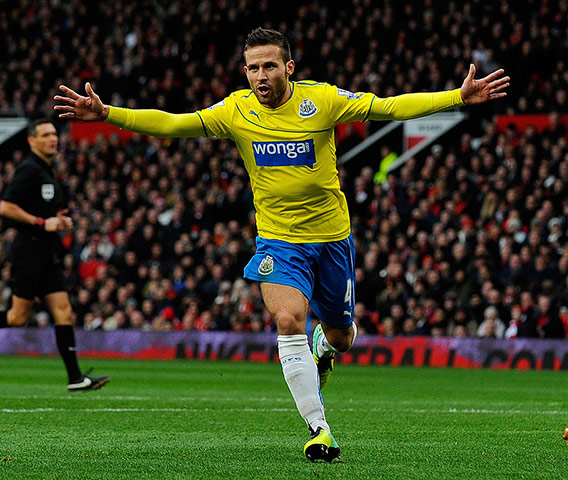 Premiership Saturday: Newcastle United's French midfielder Yohan Cabaye celebrates scoring the op