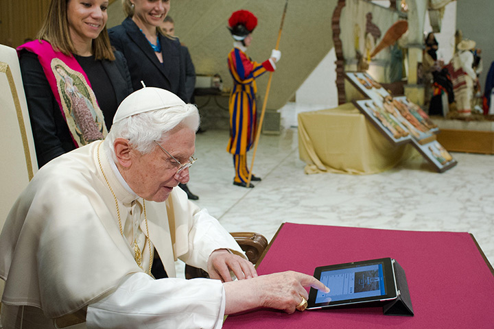 pope benedict resigns: The pope sends his first tweet