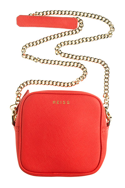 red chain bag