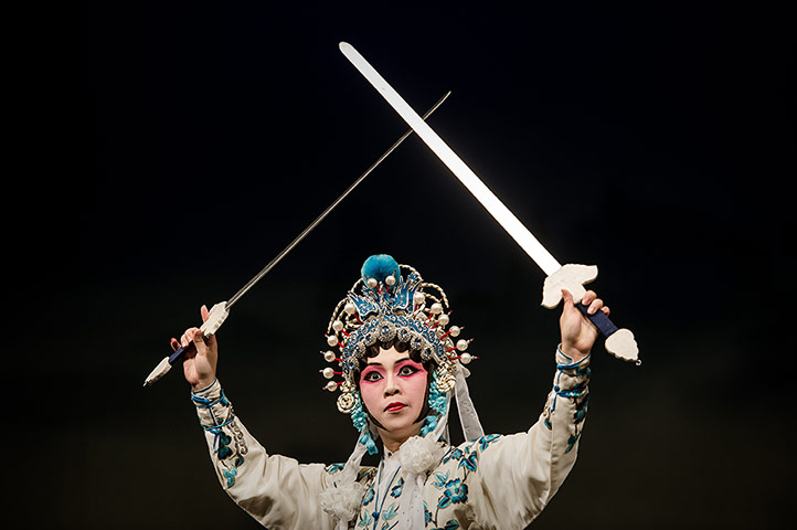 Cantonese opera: An actor performs on stage