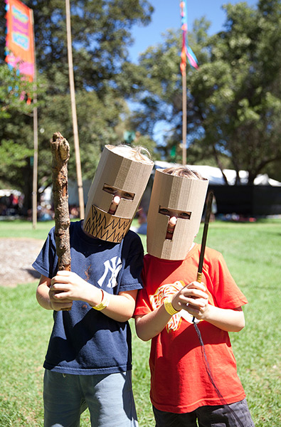 Adelaide festival day 10: Jamie and Jesse dressed in their boxwars outfits