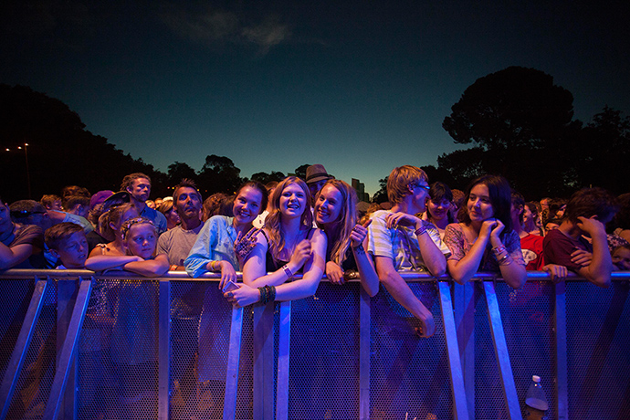 Womad Monday: The crowd wait for The Herd to perform