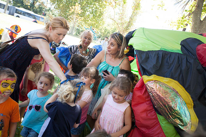 Adelaide Festival Day 3: The children leave the inflatable frog after a storytelling session