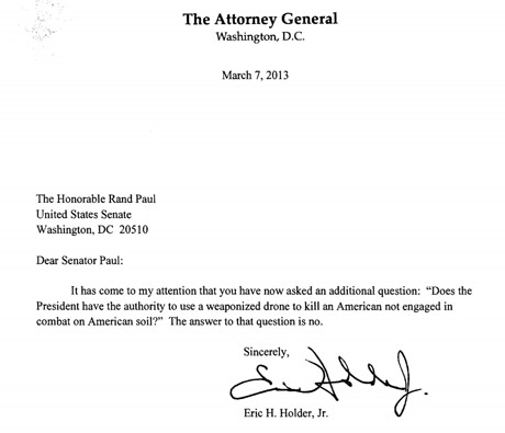 Holder's letter to Rand Paul