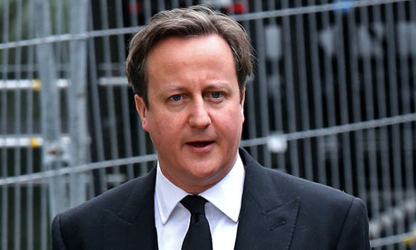 David Cameron arrives at Margaret Thatcher's funeral