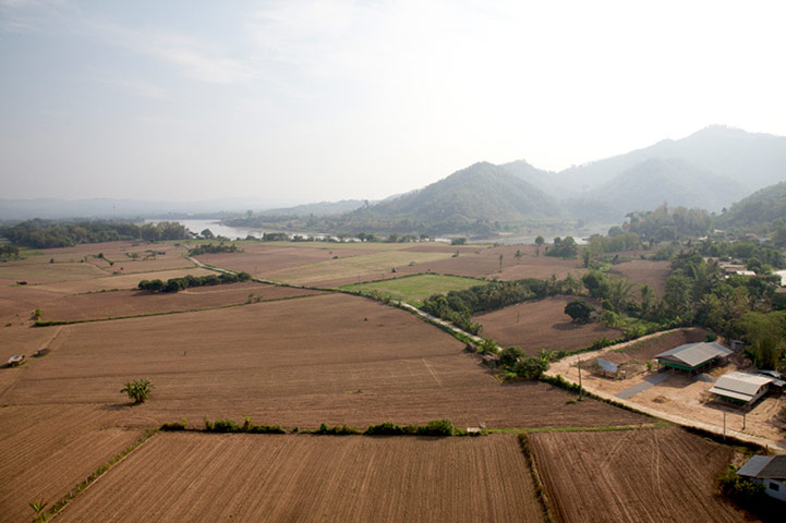 Greater Mekong: Aerial fields, Laos, Chiang Khong Mekong