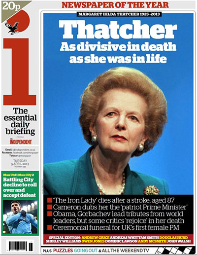 Margaret Thatcher's death on newspaper front pages – in pictures ...