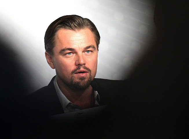 Gatsby photocall: Leonardo DiCaprio speaks at the the press conference 