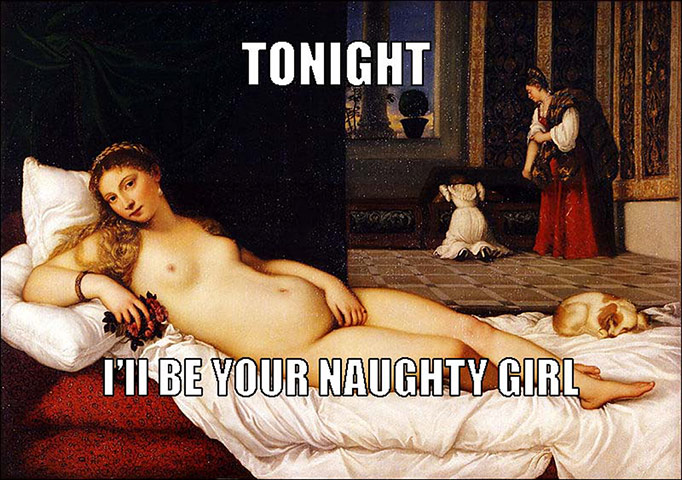 Beyonce Art History: Titian, “Venus of Urbino”/Beyonce, “Naughty Girl”