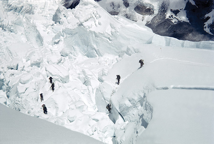 everest: Everest expedition team members in the Icefall