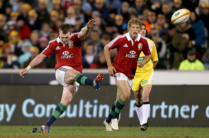 Lions: British and Irish Lions' Stuart Hogg scores from a penalty kick 