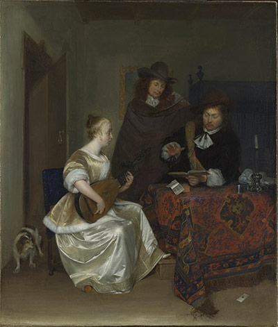 Vermeer and Music: A Woman playing a Lute to Two Men