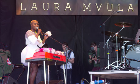 Laura Mvula performs on the Pyramid main stage at Glastonbury